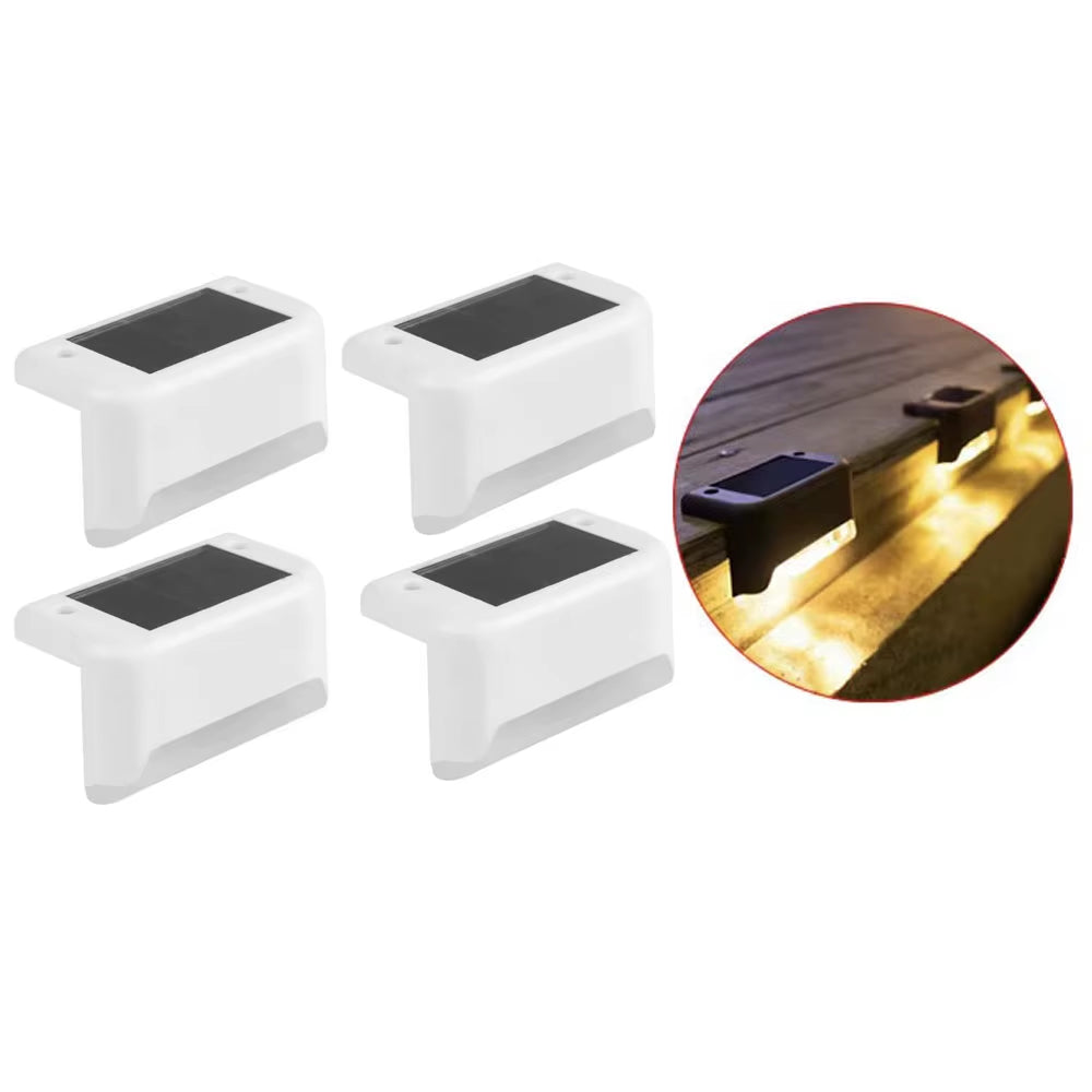 4-Pack Solar LED Outdoor Lights, Waterproof Step and Fence Lights for Stairs, Decks and Patios