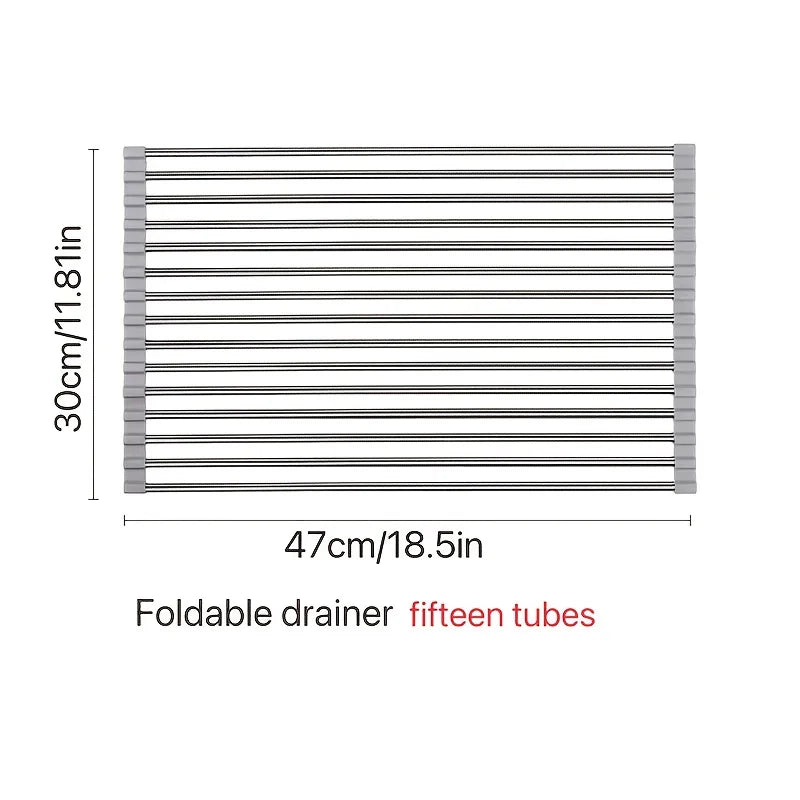 Foldable Stainless Steel Roll-Up Dish Rack