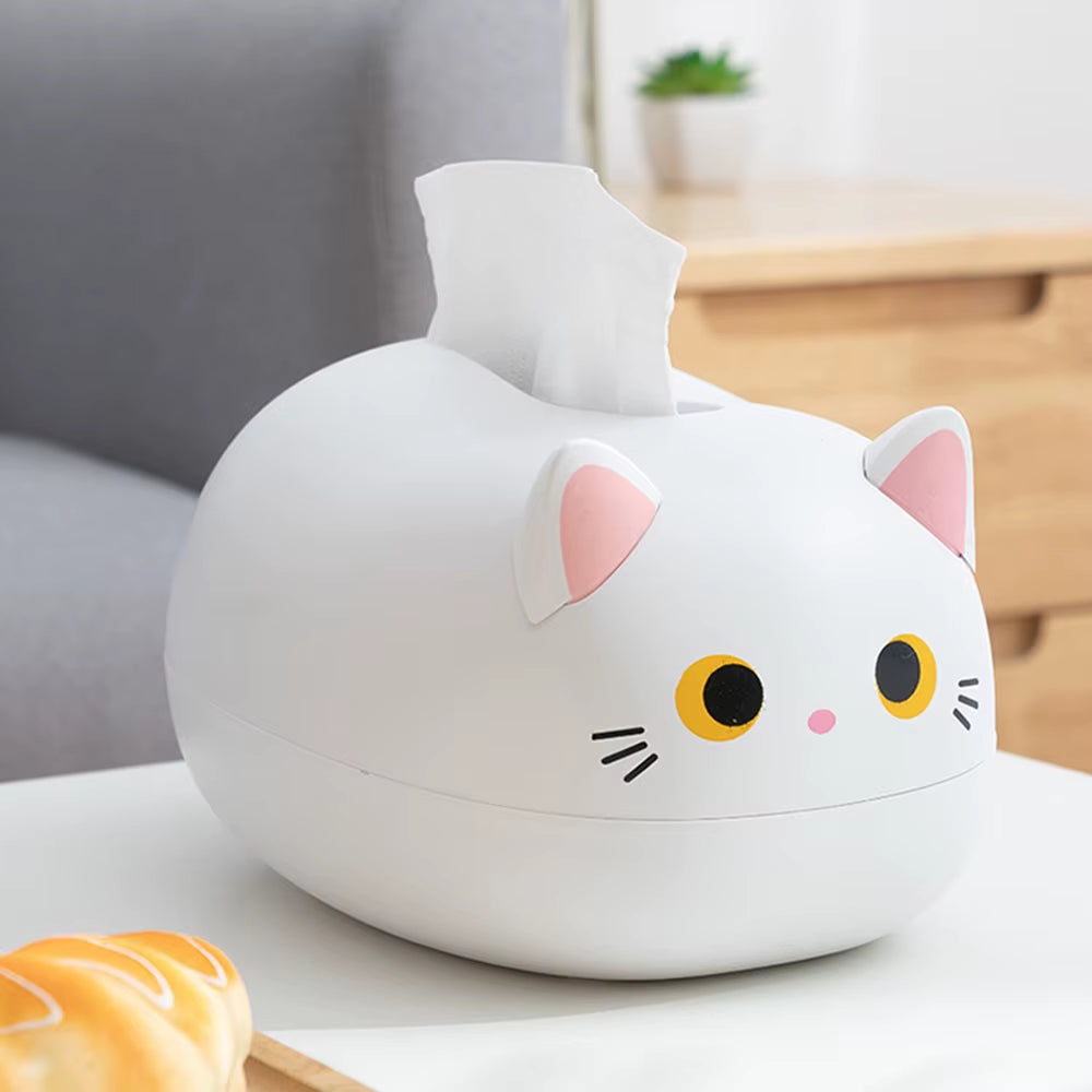 Cat-Shaped Tissue Box Holder and Dispenser, Decorative Tabletop Tissue Organizer