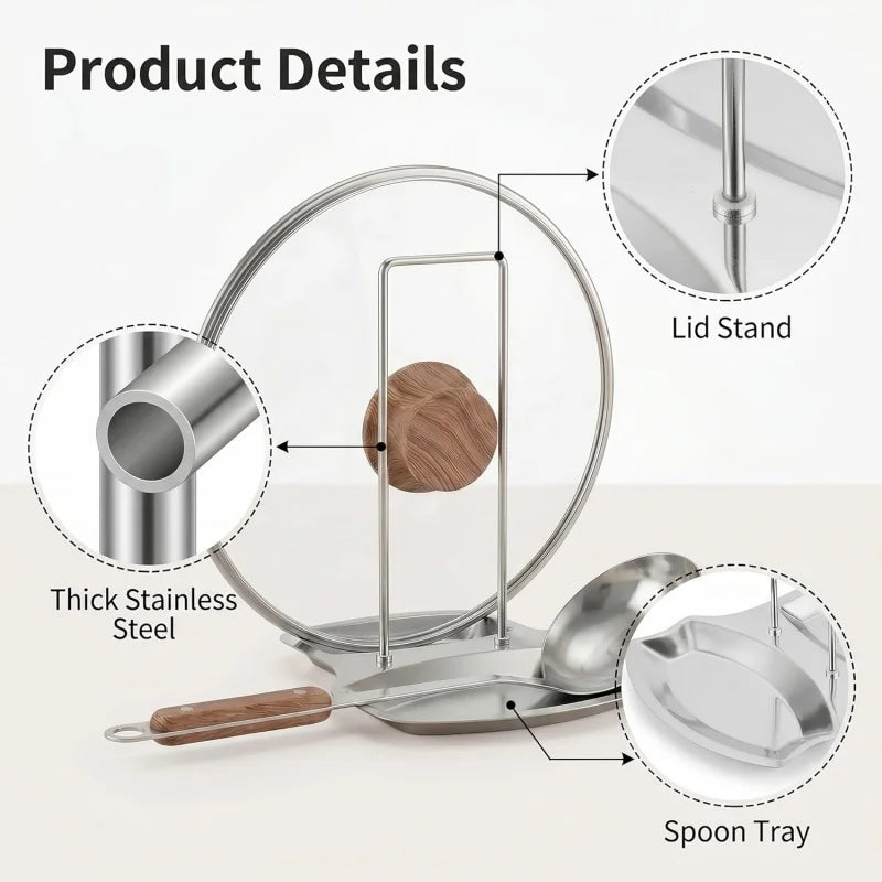 Stainless Steel Pot Lid and Kitchen Utensil Organizer, Detachable Cooking Rack