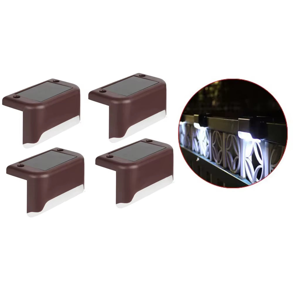 4-Pack Solar LED Outdoor Lights, Waterproof Step and Fence Lights for Stairs, Decks and Patios