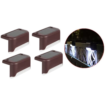 4-Pack Solar LED Outdoor Lights, Waterproof Step and Fence Lights for Stairs, Decks and Patios