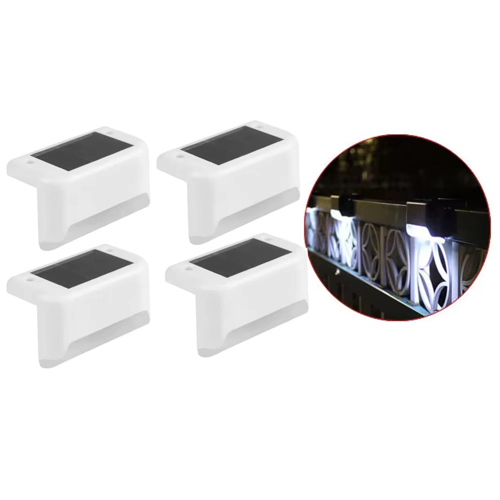 4-Pack Solar LED Outdoor Lights, Waterproof Step and Fence Lights for Stairs, Decks and Patios