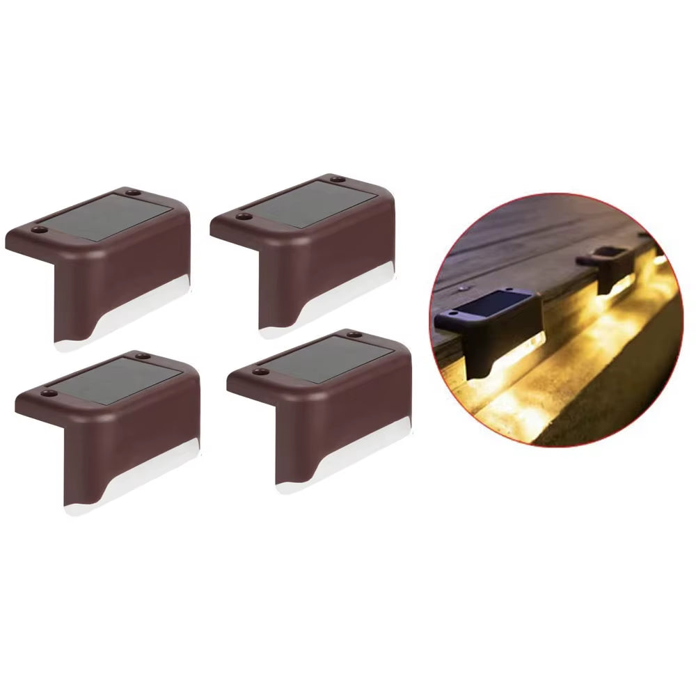 4-Pack Solar LED Outdoor Lights, Waterproof Step and Fence Lights for Stairs, Decks and Patios