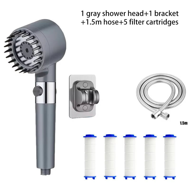 Filtered Shower Head with 3 Spray Modes and Massage Function, Bathroom Shower Head