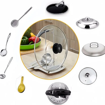 Stainless Steel Pot Lid and Kitchen Utensil Organizer, Detachable Cooking Rack
