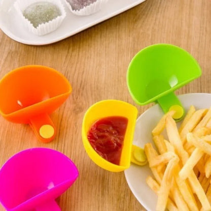 4-Piece Clip-On Sauce Bowls for Plates, Mini Condiment and Dipping Cups