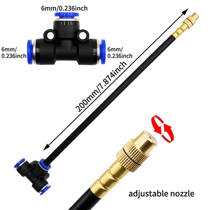 Flexible Garden Irrigation and Misting Spray Kit, Adjustable Copper Nozzle for Plants and Greenhouses