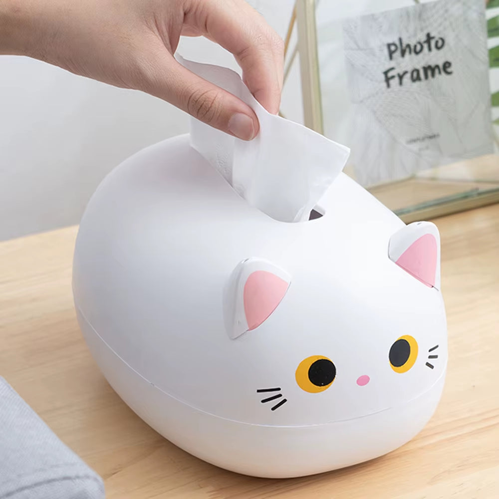 Cat-Shaped Tissue Box Holder and Dispenser, Decorative Tabletop Tissue Organizer