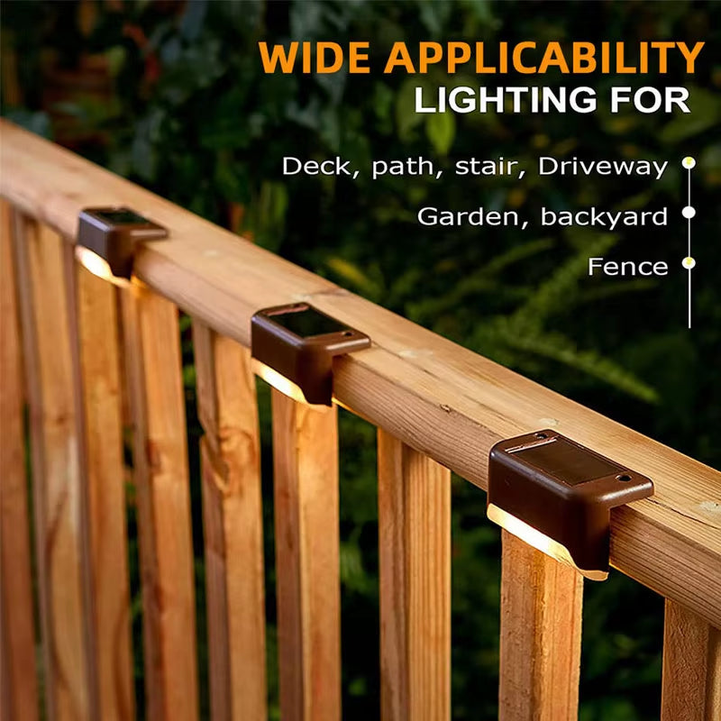 4-Pack Solar LED Outdoor Lights, Waterproof Step and Fence Lights for Stairs, Decks and Patios