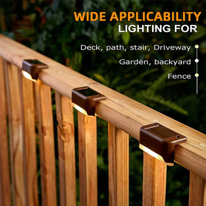 4-Pack Solar LED Outdoor Lights, Waterproof Step and Fence Lights for Stairs, Decks and Patios