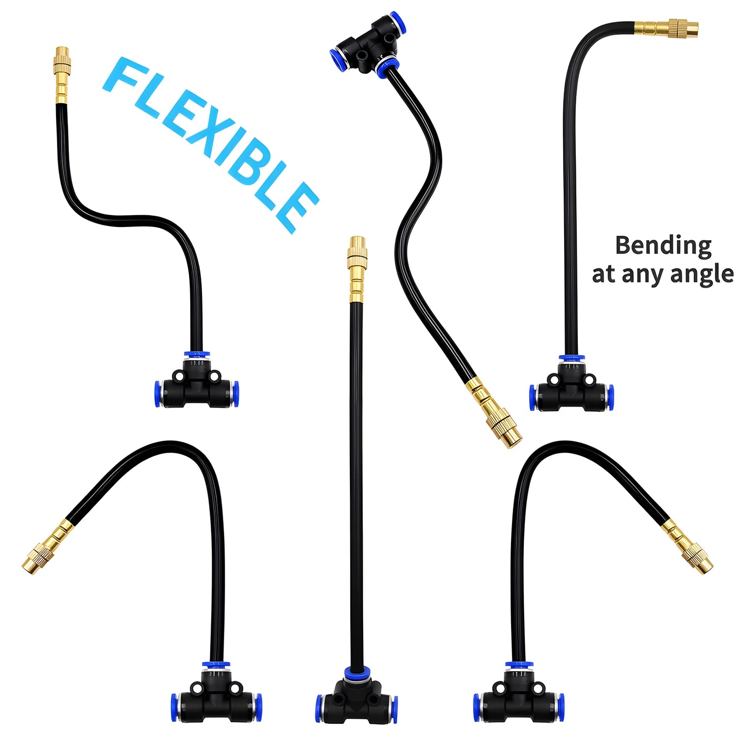 Flexible Garden Irrigation and Misting Spray Kit, Adjustable Copper Nozzle for Plants and Greenhouses