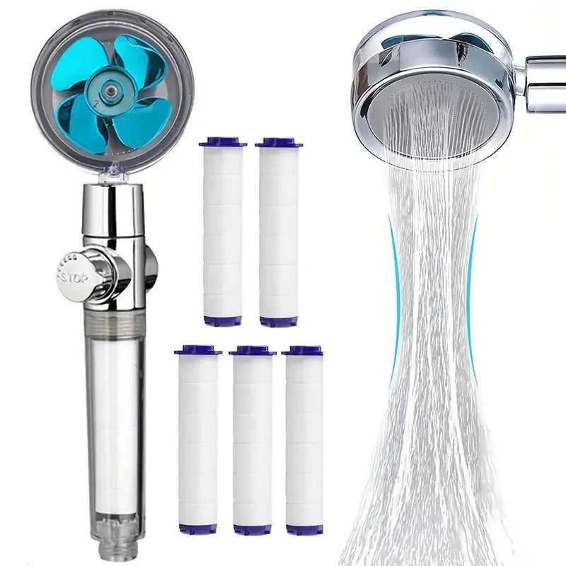 360° Rotating High-Pressure Turbo Shower Head, Water-Saving Bathroom Shower Head
