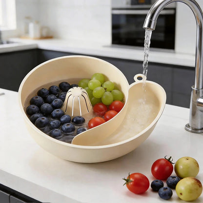 Rotating Fruit and Vegetable Washing Basket, Salad Spinner and Food Strainer