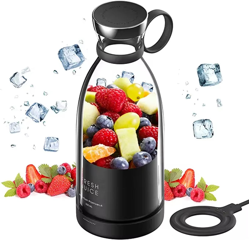 350 ml Portable Electric Blender, Rechargeable Mini Fruit Juicer with 4 Blades