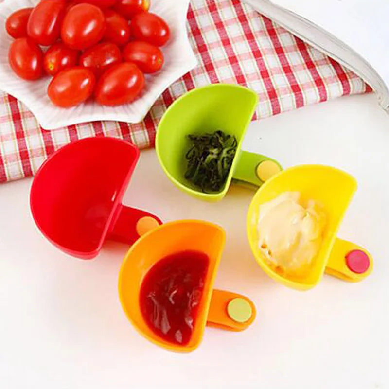 4-Piece Clip-On Sauce Bowls for Plates, Mini Condiment and Dipping Cups