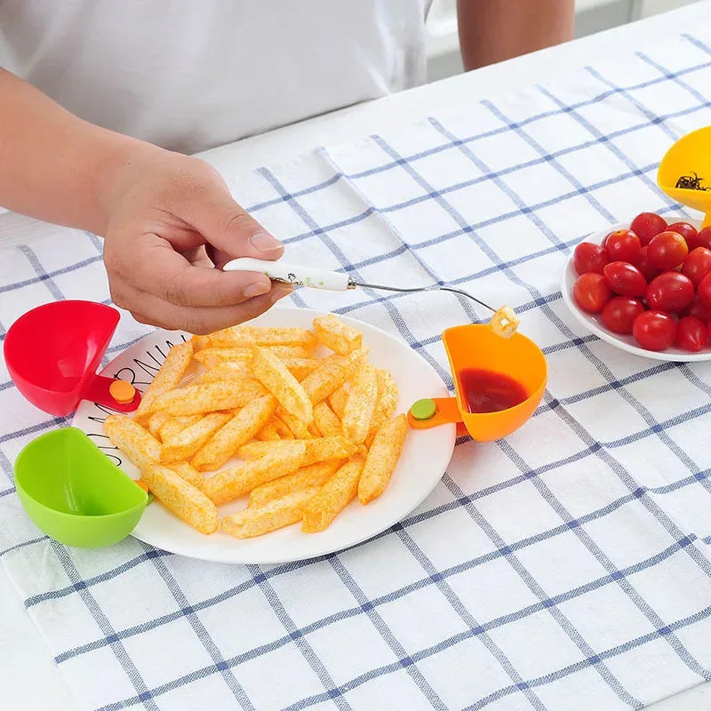 4-Piece Clip-On Sauce Bowls for Plates, Mini Condiment and Dipping Cups