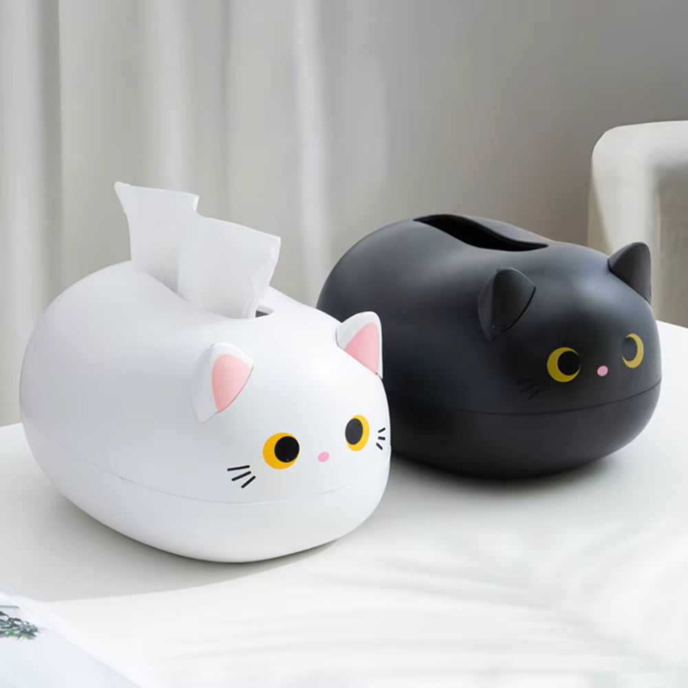 Cat-Shaped Tissue Box Holder and Dispenser, Decorative Tabletop Tissue Organizer