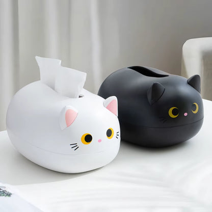Cat-Shaped Tissue Box Holder and Dispenser, Decorative Tabletop Tissue Organizer