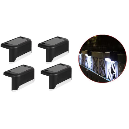 4-Pack Solar LED Outdoor Lights, Waterproof Step and Fence Lights for Stairs, Decks and Patios