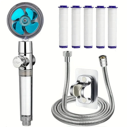360° Rotating High-Pressure Turbo Shower Head, Water-Saving Bathroom Shower Head