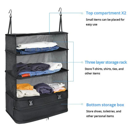 Hanging Travel Clothes Organizer, Garment Storage Bag for Clothes, Underwear and Accessories