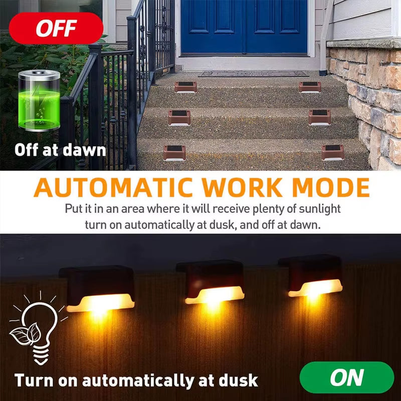 4-Pack Solar LED Outdoor Lights, Waterproof Step and Fence Lights for Stairs, Decks and Patios