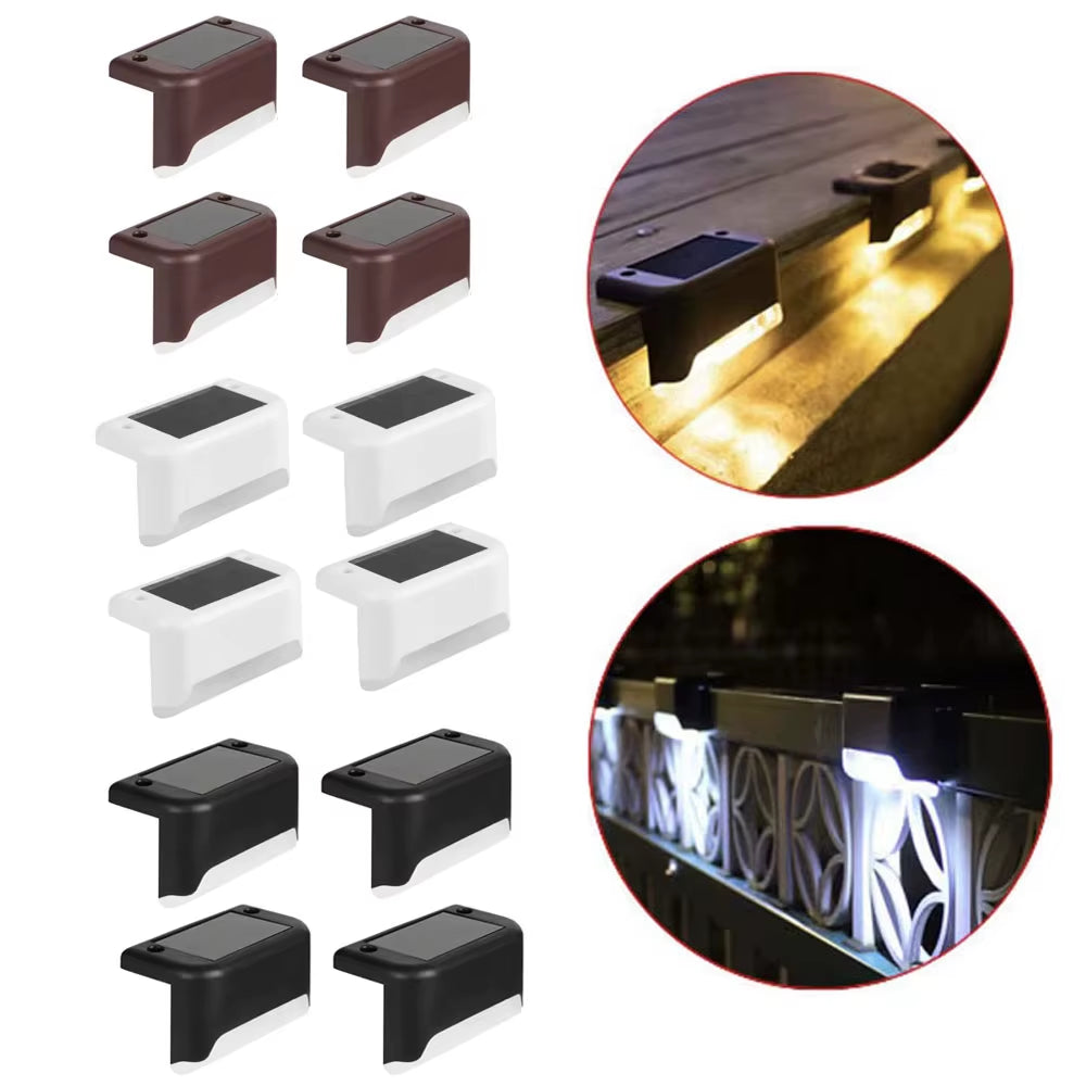 4-Pack Solar LED Outdoor Lights, Waterproof Step and Fence Lights for Stairs, Decks and Patios