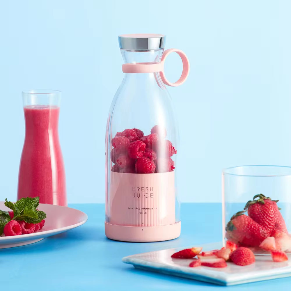 350 ml Portable Electric Blender, Rechargeable Mini Fruit Juicer with 4 Blades