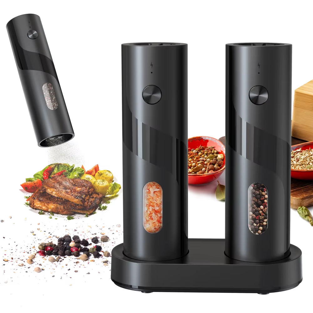 Rechargeable Electric Salt and Pepper Grinder with Adjustable Ceramic Burr and LED