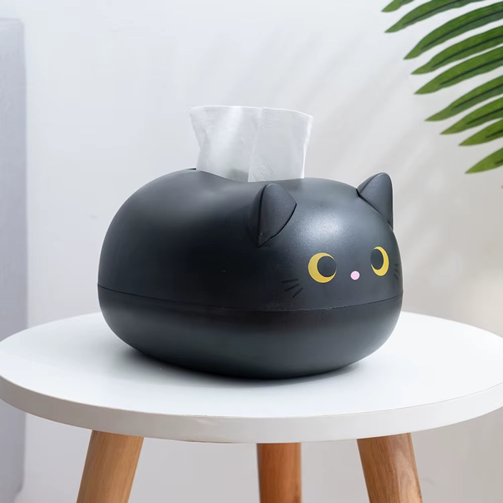 Cat-Shaped Tissue Box Holder and Dispenser, Decorative Tabletop Tissue Organizer