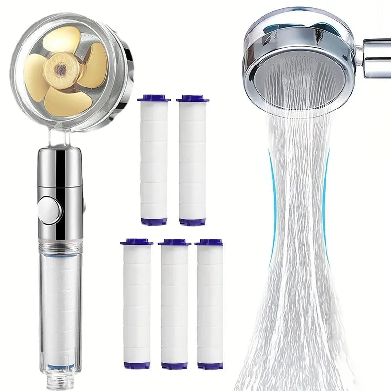 360° Rotating High-Pressure Turbo Shower Head, Water-Saving Bathroom Shower Head