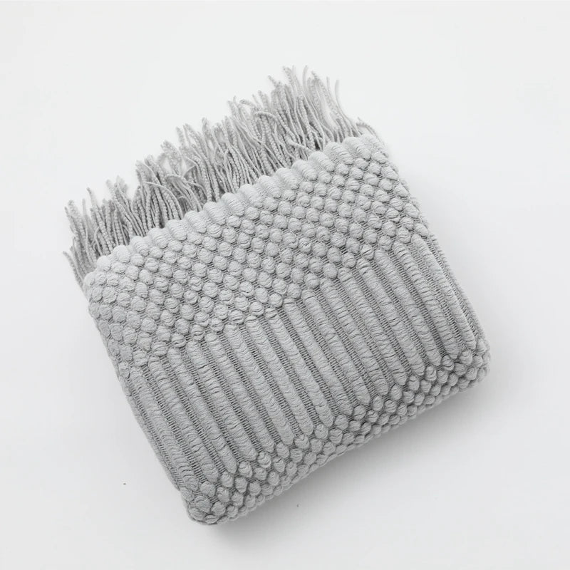 Chunky Knit Tassel Throw Blanket