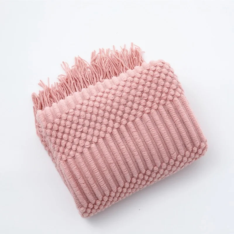 Chunky Knit Tassel Throw Blanket