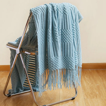 Chunky Knit Tassel Throw Blanket