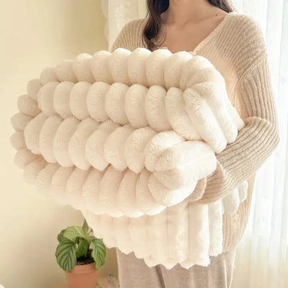 Fluffy Striped Throw Blanket