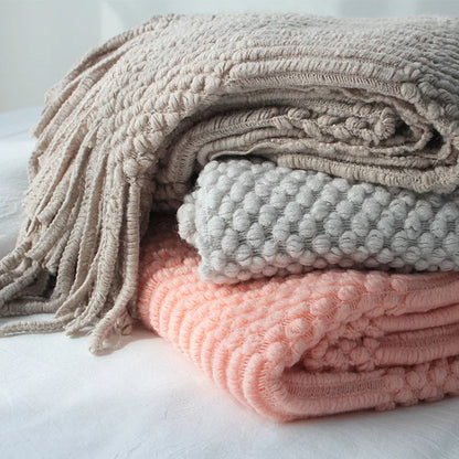 Chunky Knit Tassel Throw Blanket
