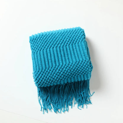 Chunky Knit Tassel Throw Blanket