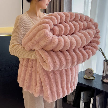 Fluffy Striped Throw Blanket