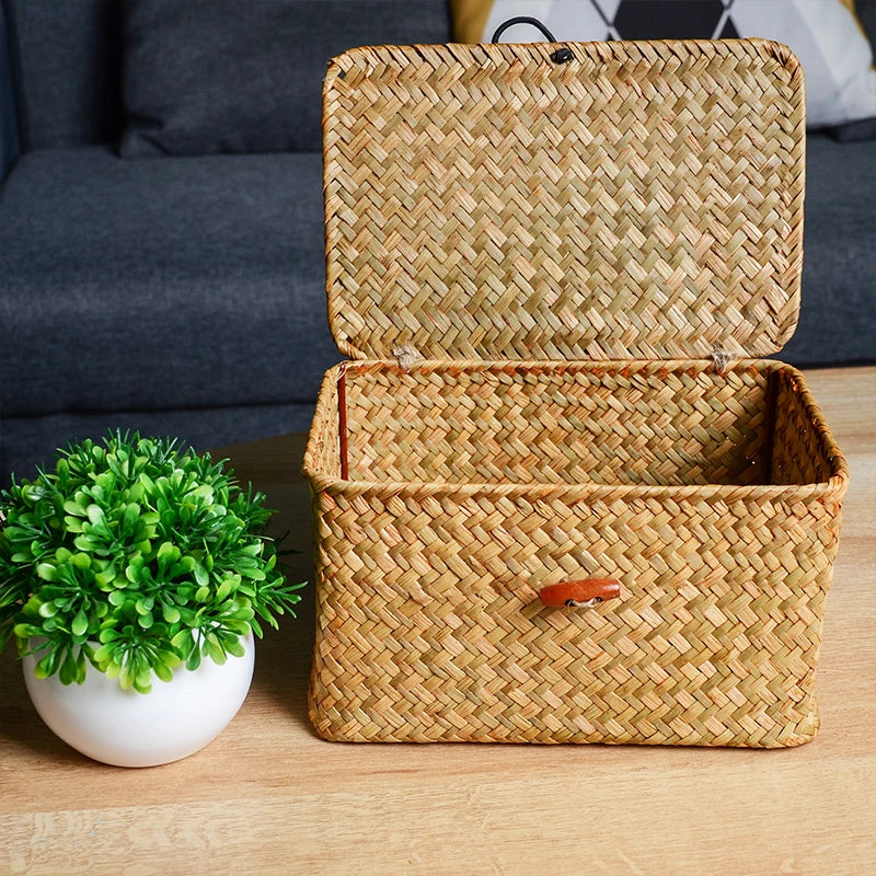 Seagrass Storage Basket with Lid