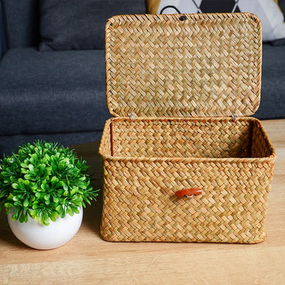 Seagrass Storage Basket with Lid