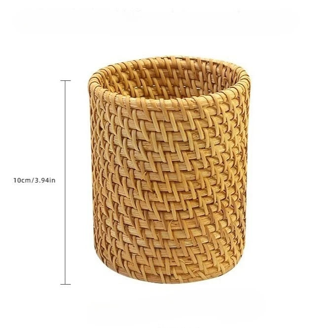 Handwoven Rattan Utensil Storage Basket