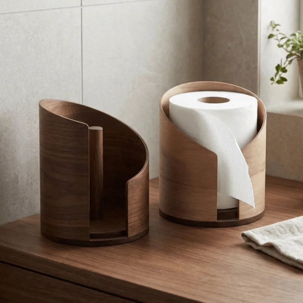 Wooden Paper Towel Holder, Anti-Slip Base