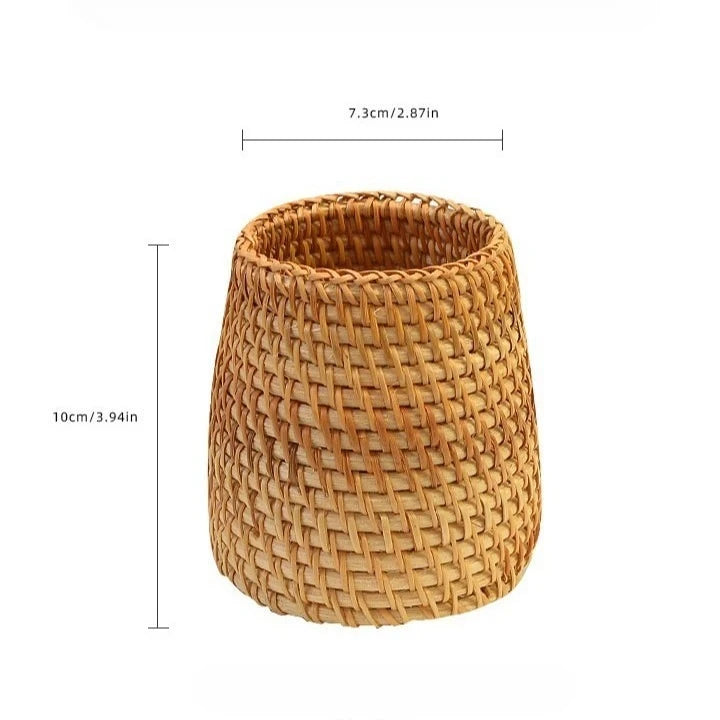 Handwoven Rattan Utensil Storage Basket