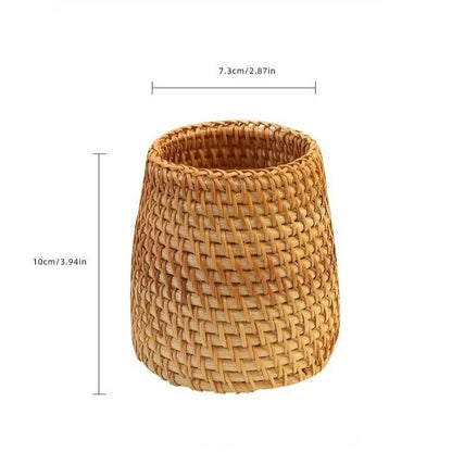 Handwoven Rattan Utensil Storage Basket