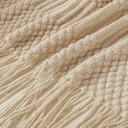Chunky Knit Tassel Throw Blanket
