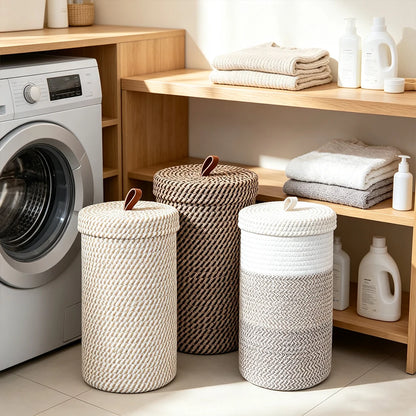 Woven Toilet Paper Stand with Storage Lid