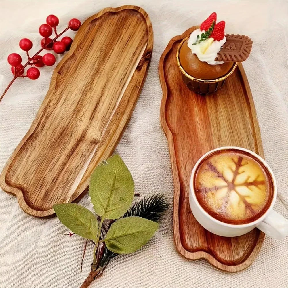Cloud-Shaped Wooden Tea Tray