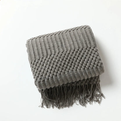 Chunky Knit Tassel Throw Blanket
