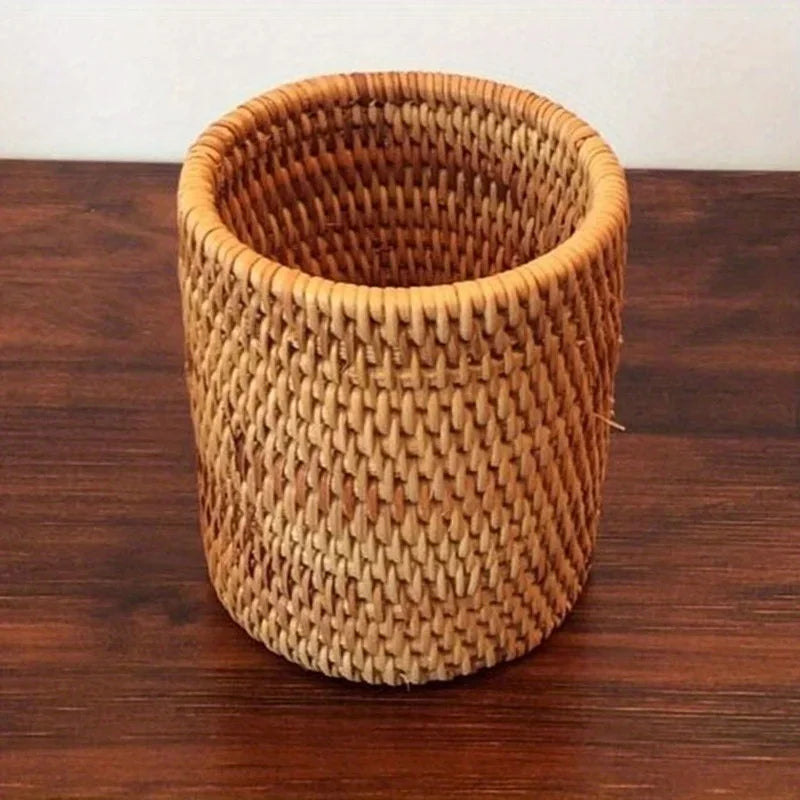 Handwoven Rattan Utensil Storage Basket